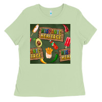 Matcha hispanic heritage seamless pattern Ladies Tee - BundleAndBundleShop