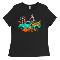 Black cactus pumpkin truck fall Ladies Tee - JahusDesignShop