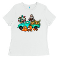 White cactus pumpkin truck fall Ladies Tee - JahusDesignShop