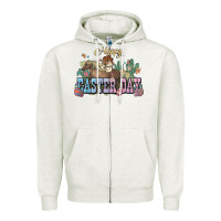 Oatmeal Heather Happy Easter Day rodeo Zipper Hoodie - HowdyJamesFarm
