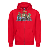 Red Happy Easter Day rodeo Zipper Hoodie - HowdyJamesFarm