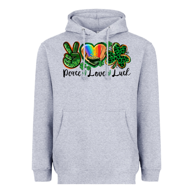 Peace Love St. Patrick's Day Heavyweight Hoodie by CowGirlArtShop | Teevron