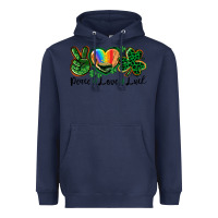 Navy Peace love St. Patrick's Day Heavyweight Hoodie - CowGirlArtShop