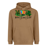 Toasted Coconut Peace love St. Patrick's Day Heavyweight Hoodie - CowGirlArtShop