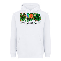 White Peace love St. Patrick's Day Heavyweight Hoodie - CowGirlArtShop