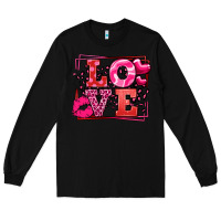 Black Love Valentine's Day leopard frame Long Sleeve Tee - LillyAllenDesigns