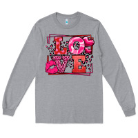 Heather Grey Love Valentine's Day leopard frame Long Sleeve Tee - LillyAllenDesigns