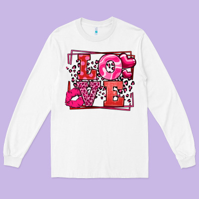Love Valentine's Day Leopard Frame Long Sleeve Tee Designed By Lillyallendesigns