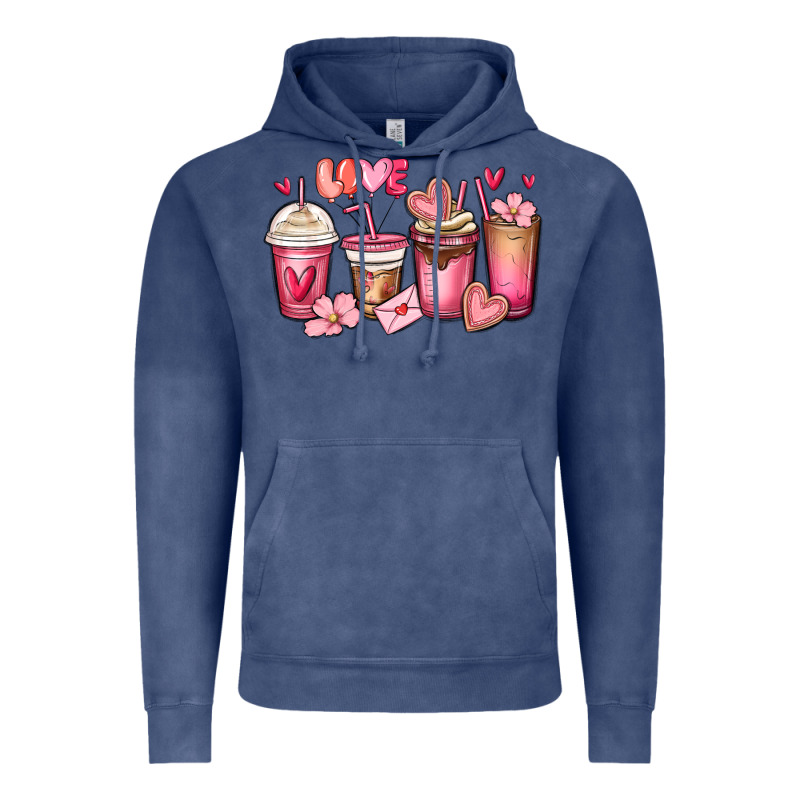 Valentines Day Coffee Cups Vintage Hoodie by MaliasSmallBusiness | Teevron