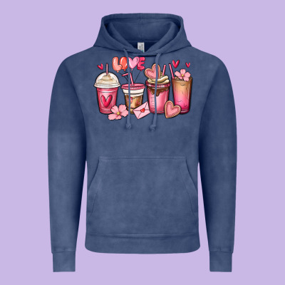 Valentines Day Coffee Cups Vintage Hoodie Designed By Maliassmallbusiness