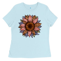 Baby Blue usa flag camouflage leopard sunflower Ladies Tee - Artiststas