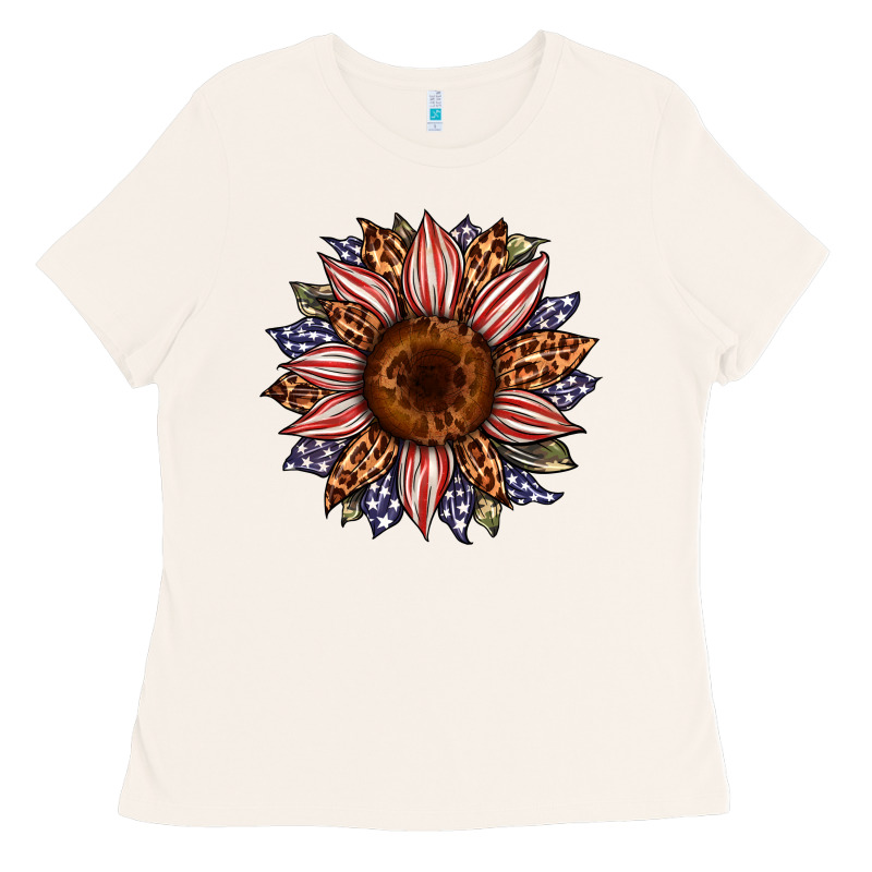 Usa Flag Camouflage Leopard Sunflower Ladies Tee by Artiststas | Teevron