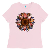 Bubblegum Pink usa flag camouflage leopard sunflower Ladies Tee - Artiststas