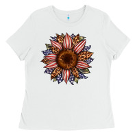 White usa flag camouflage leopard sunflower Ladies Tee - Artiststas