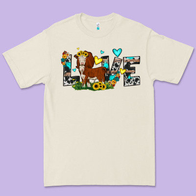 Love Western Cow Premium Tee Designed By Jahusdesignshop