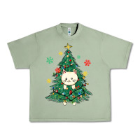 Oil Green christmas tree cat Urban Heavy Tee - MaliasSmallBusiness