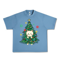 Pebble Blue christmas tree cat Urban Heavy Tee - MaliasSmallBusiness
