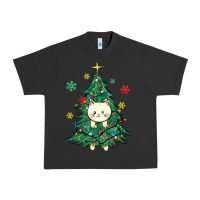 Pigment Black christmas tree cat Urban Heavy Tee - MaliasSmallBusiness