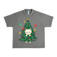 Christmas Tree Cat Urban Heavy Tee | Teevron