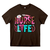 Chocolate Brown nurse life Heavy Core Tee - AdoDesignShop