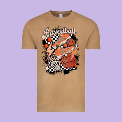 Checkered Retro Basketball Vintage Tee Designed By Maliassmallbusiness