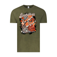 Vintage Olive checkered retro basketball Vintage Tee - MaliasSmallBusiness