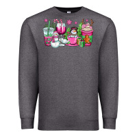 Charcoal Heather pink christmas snowman coffee cups Premium Sweatshirt - OliviaCreatesArt