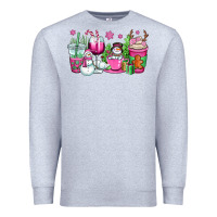 Heather Grey pink christmas snowman coffee cups Premium Sweatshirt - OliviaCreatesArt