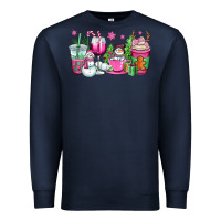 Pink Christmas Snowman Coffee Cups Premium Sweatshirt | Teevron