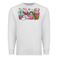 Oatmeal Heather pink christmas snowman coffee cups Premium Sweatshirt - OliviaCreatesArt