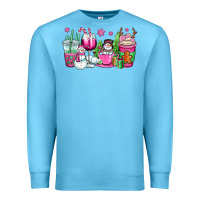 Ocean Blue pink christmas snowman coffee cups Premium Sweatshirt - OliviaCreatesArt
