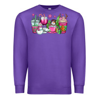 Purple pink christmas snowman coffee cups Premium Sweatshirt - OliviaCreatesArt