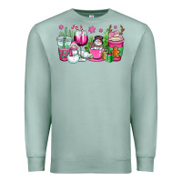 Seafoam pink christmas snowman coffee cups Premium Sweatshirt - OliviaCreatesArt