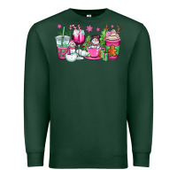 Sports Green pink christmas snowman coffee cups Premium Sweatshirt - OliviaCreatesArt