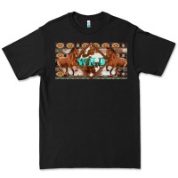 Black aztec horses and wild with cowhide license plate template Premium Tee - Artiststas