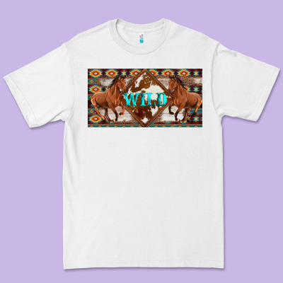 Aztec Horses And Wild With Cowhide License Plate Template Premium Tee Designed By Artiststas