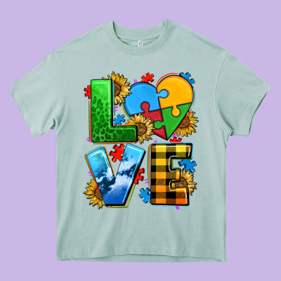 Love With Heart Sunflower Heavy Core Tee Designed By Adodesignshop