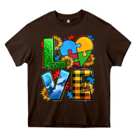 Chocolate Brown love with heart sunflower Heavy Core Tee - AdoDesignShop