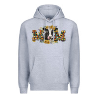 Heather Grey Mom with cow Premium Hoodie - CowGirlArtShop