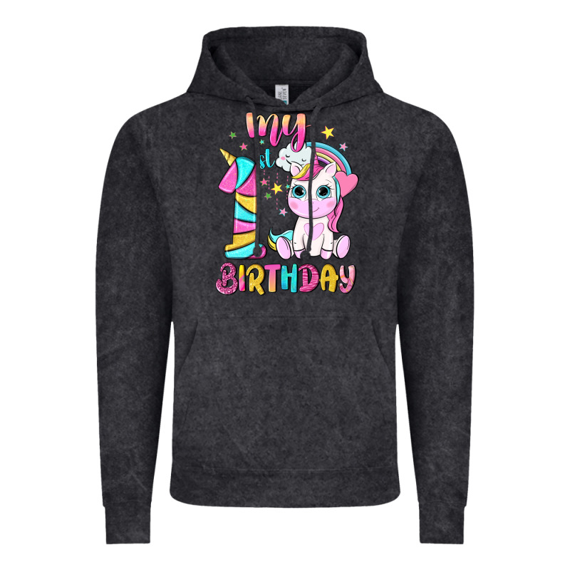 My 1 St Birthday With Little Cute Unicorn Vintage Hoodie by NancyCooperArtShop | Teevron