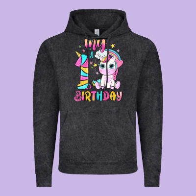 My 1 St Birthday With Little Cute Unicorn Vintage Hoodie Designed By Nancycooperartshop