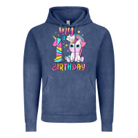 Vintage Denim my 1 st birthday with little cute unicorn Vintage Hoodie - NancyCooperArtShop