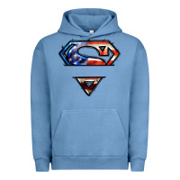 Pigment Pebble Blue super american flag logo Urban Hoodie - LillyAllenDesigns