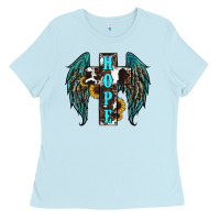 Baby Blue Western Wings Cross Hope Ladies Tee - RanaPortraitStore