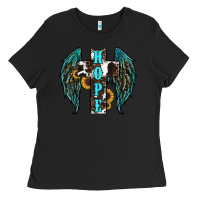 Black Western Wings Cross Hope Ladies Tee - RanaPortraitStore