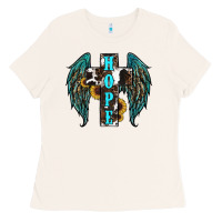 Bone Western Wings Cross Hope Ladies Tee - RanaPortraitStore