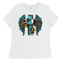 White Western Wings Cross Hope Ladies Tee - RanaPortraitStore