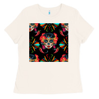 Bone sugar skull seamless pattern Ladies Tee - BundleAndBundleShop