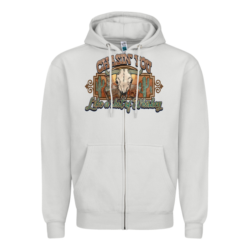Chasin You Like A Shot Of Whiskey Bull Skull Zipper Hoodie by HowdyJamesFarm | Teevron