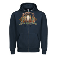 Navy Chasin you like a shot of whiskey bull skull Zipper Hoodie - HowdyJamesFarm